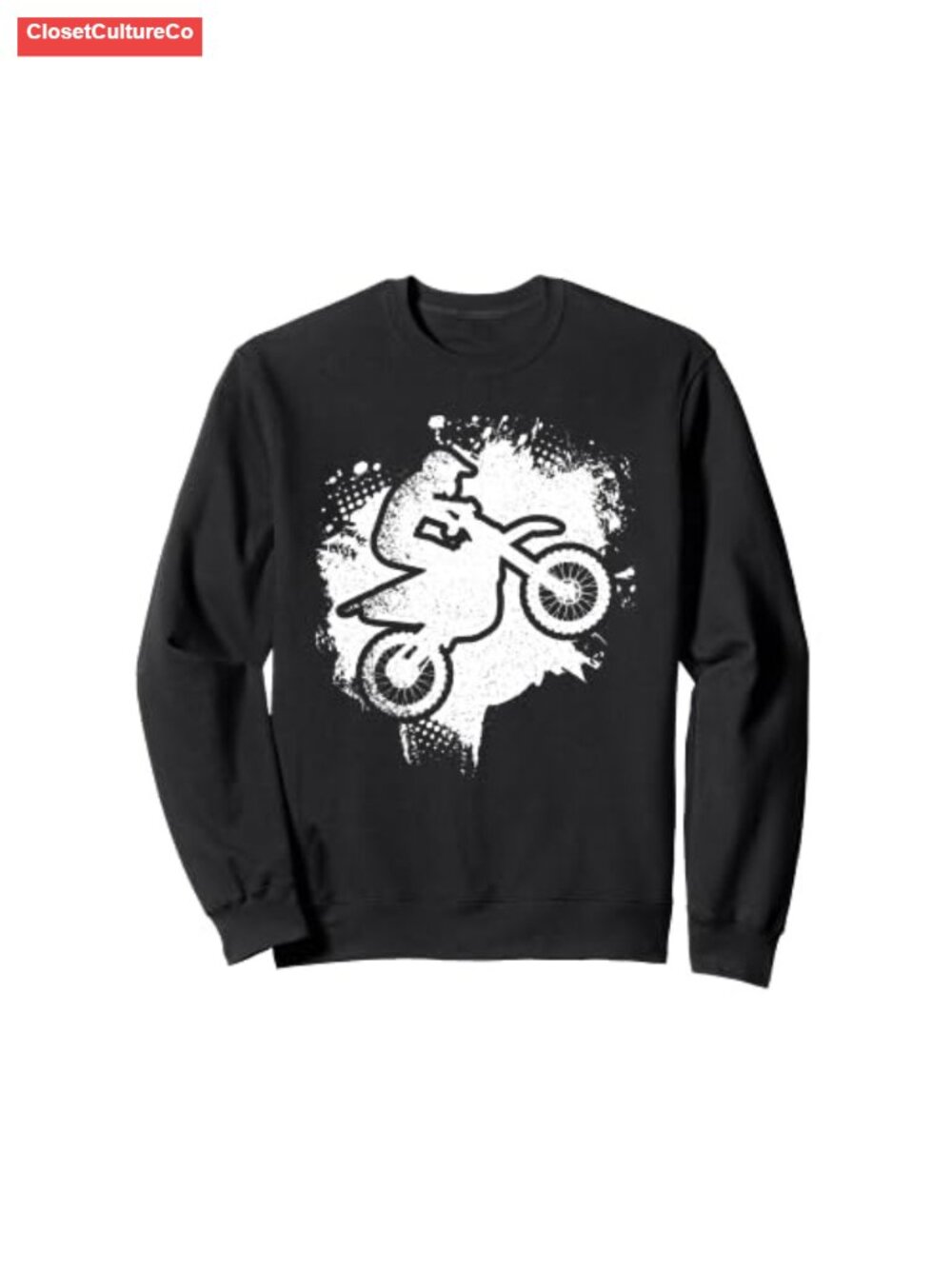 Vintage Motocross Dirt Bike Graphic Sweatshirt Classic Fit Long Sleeve Polyester